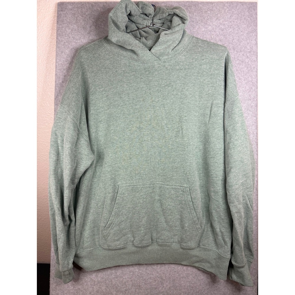 Hollister Mens Oversized Hoodie Sage Green Heathered Fleece Pullover Medium